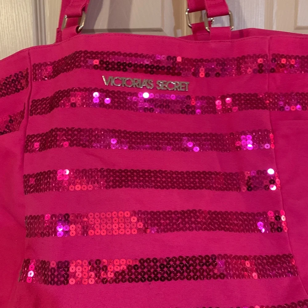 NWOT Victoria’s Secret Pink Canvas Sequin Tote Bag